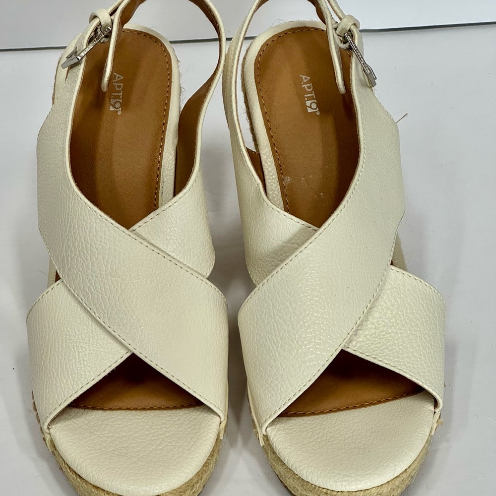Apt. 9 Cream Wedge Slingback Sandals